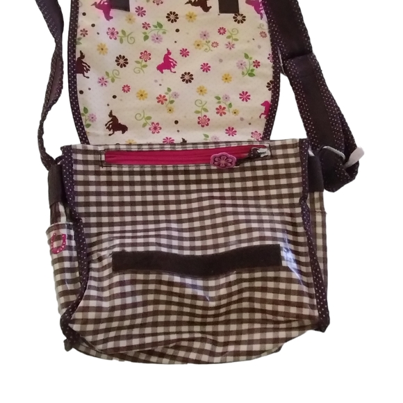 Die Spiegelburg VTG Pink Embroidered Horse Shoe Floral Polka Dot Crossbody Bag - Picture 2 of 10